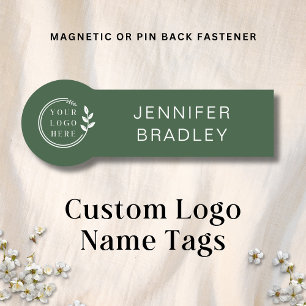 Simple Logo Custom Name Green Corporate Business Name Tag