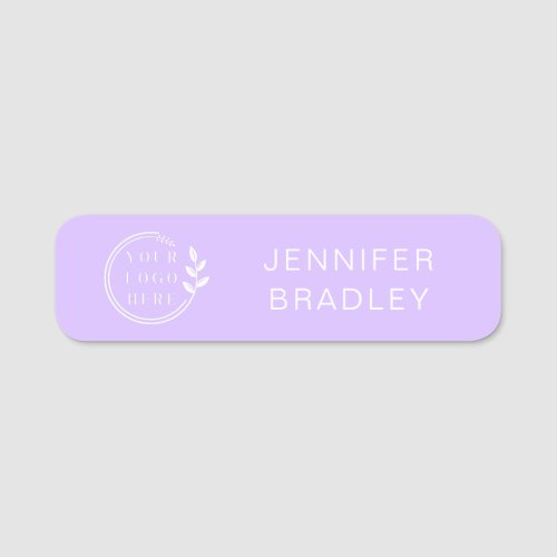 Simple Logo Custom Name Lilac Corporate Business Name Tag