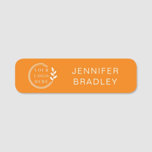 Simple Logo Custom Name Orange Corporate Business Name Tag