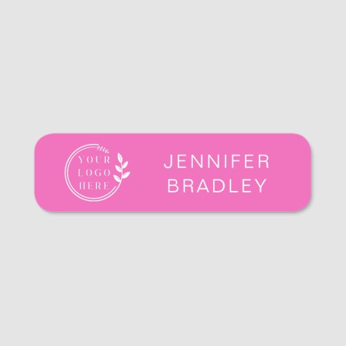 Simple Logo Custom Name Pink Corporate Business Name Tag