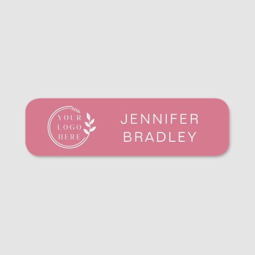 Simple Logo Custom Name Pink Corporate Business Name Tag