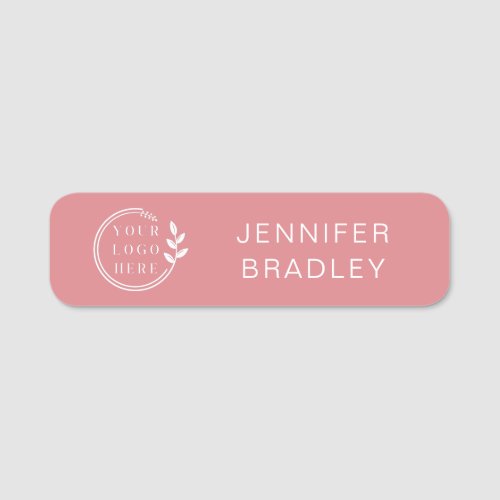 Simple Logo Custom Name Pink Corporate Business Name Tag