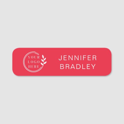 Simple Logo Custom Name Red Corporate Business Name Tag