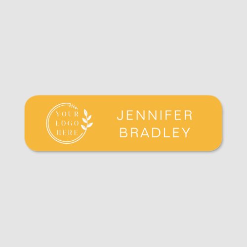 Simple Logo Custom Name Yellow Corporate Business Name Tag