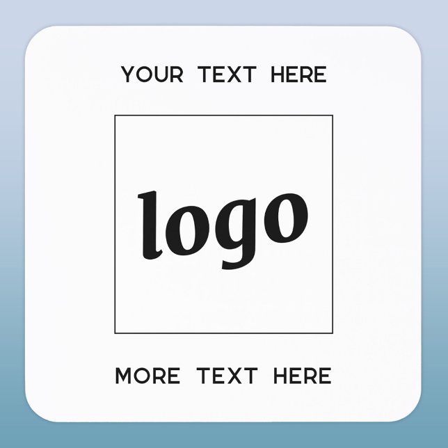 Simple Logo Custom Text Business Promotional Square Sticker (Simple logo with custom text business branding promotional label sticker roll)