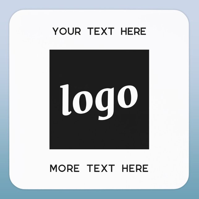 Simple Logo Custom Text Business Promotional Square Sticker (Simple logo with custom text business branding promotional label sticker roll)
