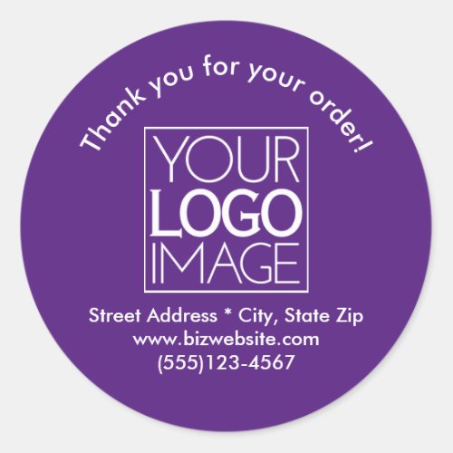 Simple Logo Deep Purple Business Thank You Classic Round Sticker