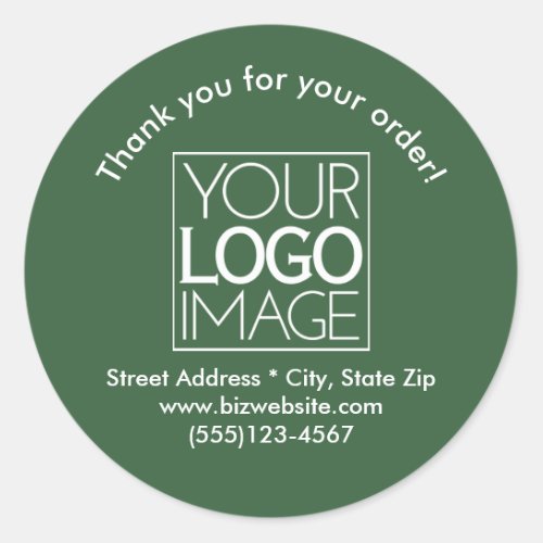 Simple Logo Hunter Green Business Thank You Classic Round Sticker