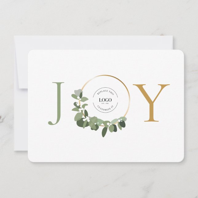 Simple logo in Modern Wreath Custom Holiday Card (Front)