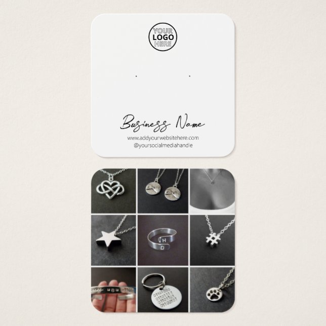 Simple Logo Jewelry Stud Earring Display Card (Front & Back)