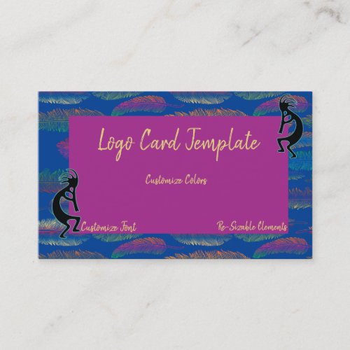 Simple Logo Kokopelli Feathers Business Card