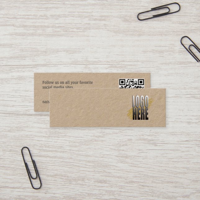 Simple Logo Kraft Paper Earring Display  QR Code Mini Business Card (Front/Back In Situ)