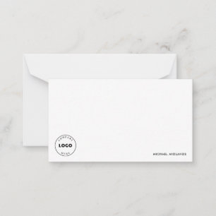 Simple Logo Minimalist Black White Business Note Card