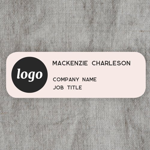 Simple Logo Minimalist Blush Pink Name Tag