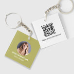 Simple Logo Minimalist QR Code Gold Keychain<br><div class="desc">Featuring a business,  add your logo,  employee keychain,  with photo and QR Code,  and website,  in gold and white,  a modern minimalist style perfect for professional or corporate,  a minimal with your logo here,  a simple basic</div>