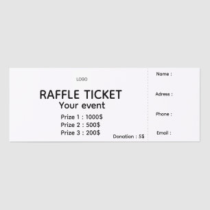 Simple logo minimalist raffle event tickets