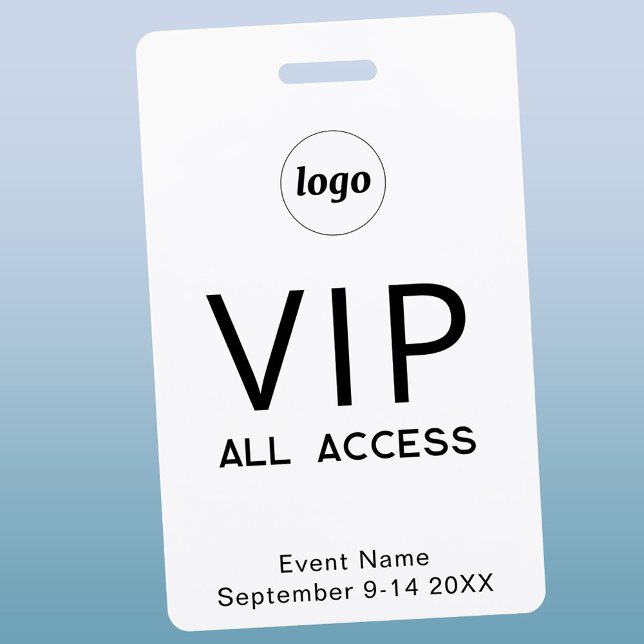 Simple Logo Minimalist VIP All Access Pass Event Badge (Simple logo custom text VIP all access ID pass)
