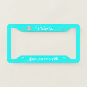 Simple Logo Name Business Neon   License Plate Frame