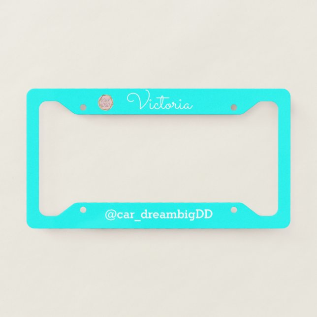 Simple Logo Name Business Neon   License Plate Frame (Front)