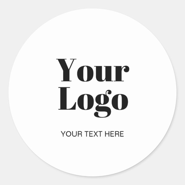 Simple Logo or Image Upload Template & Custom Text Classic Round Sticker (Front)
