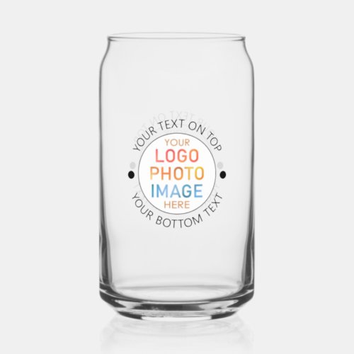Simple Logo or Photo Personalized Custom Can Glass