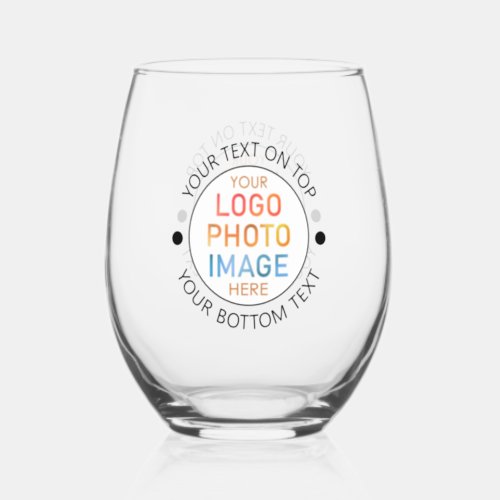 Simple Logo or Photo Personalized Custom Stemless Wine Glass
