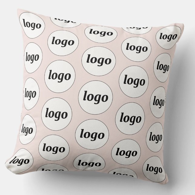 Simple Logo Pattern Blush Pink Throw Pillow (Logo pattern business promotional throw pillow)