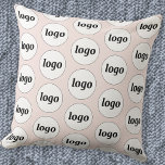 Simple Logo Pattern Blush Pink Throw Pillow<br><div class="desc">Simple minimalist logo design to foster brand loyalty and promote your small business.  Replace the logo with your own and change the background color in the Design Tool to customize.</div>