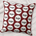 Simple Logo Pattern Burgundy Throw Pillow<br><div class="desc">Simple minimalist logo design to foster brand loyalty and promote your small business.  Replace the logo with your own and change the background color in the Design Tool to customize.</div>