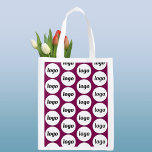 Simple Logo Pattern Business Branding Magenta Pink Grocery Bag<br><div class="desc">Simple logo branding pattern design to foster brand loyalty and promote your small business. Replace the logo with your own and change the background color in the Design Tool to customize. Great for your staff and employees, to use in your business and to give away to your customers and clients....</div>