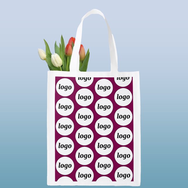 Simple Logo Pattern Business Branding Magenta Pink Grocery Bag (Simple logo pattern business branding promotional reusable grocery bag)