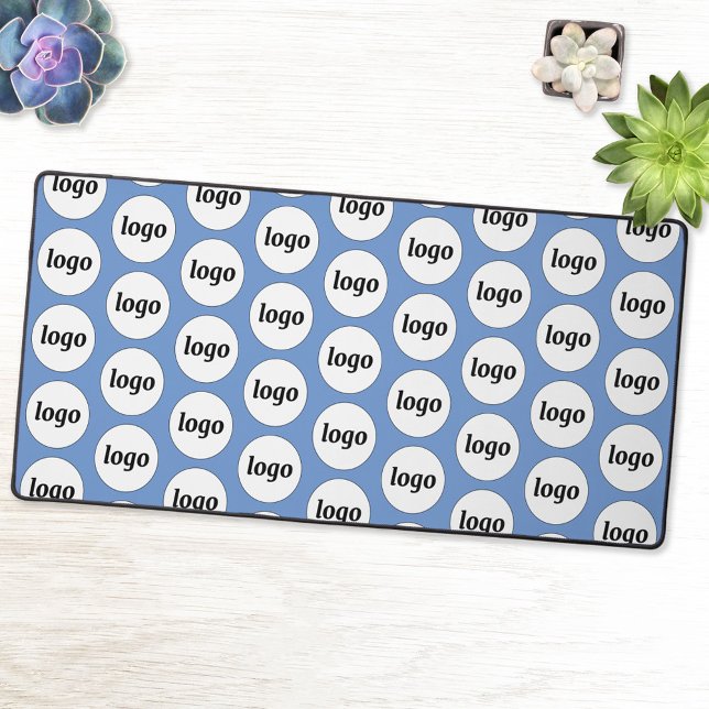 Simple Logo Pattern Business Branding Promotional Desk Mat (Simple logo pattern business branding promotional blue desk mat)