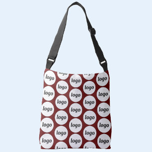 Simple Logo Pattern Business Burgundy Crossbody Bag