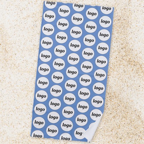 Simple Logo Pattern Business Promotional Blue Beach Towel