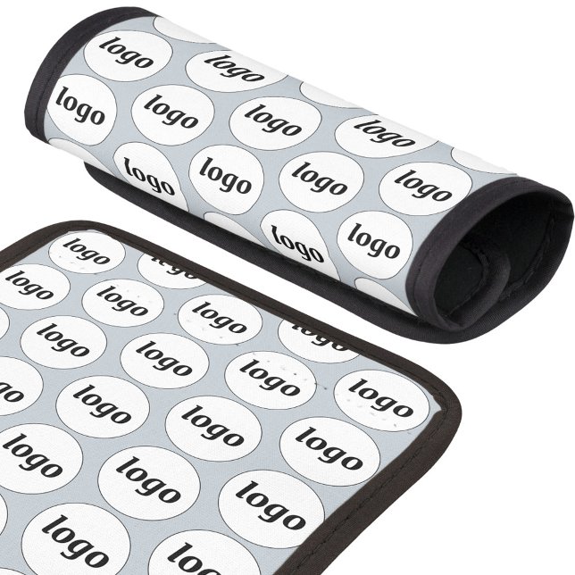 Simple Logo Pattern Business Promotional Blue Luggage Handle Wrap (Logo pattern light dusty powder blue business promotional branded luggage handle wrap)