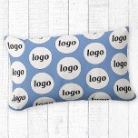 Simple Logo Pattern Business Promotional Blue Lumbar Pillow<br><div class="desc">Simple minimalist logo design to foster brand loyalty and promote your small business. Replace the logo with your own and change the background color in the Design Tool to customize. Use them in your business, hotel, cafe, restaurant, office or store front, or sell or give them away to your customers...</div>