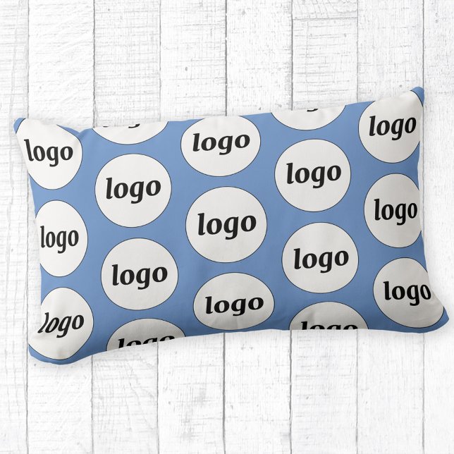 Simple Logo Pattern Business Promotional Blue Lumbar Pillow (Simple logo pattern business promotional branding pillow)