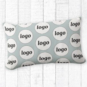 Simple Logo Pattern Business Promotional Blue Lumbar Pillow