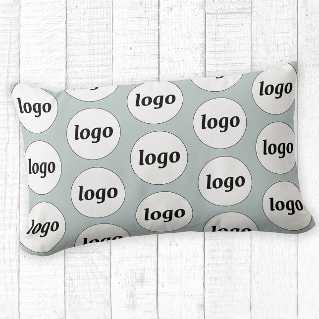 Simple Logo Pattern Business Promotional Blue Lumbar Pillow (Simple logo pattern business promotional branding pillow)