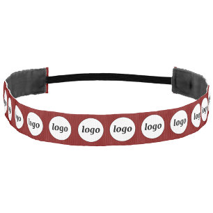 Simple Logo Pattern Business Promotional Burgundy Athletic Headband