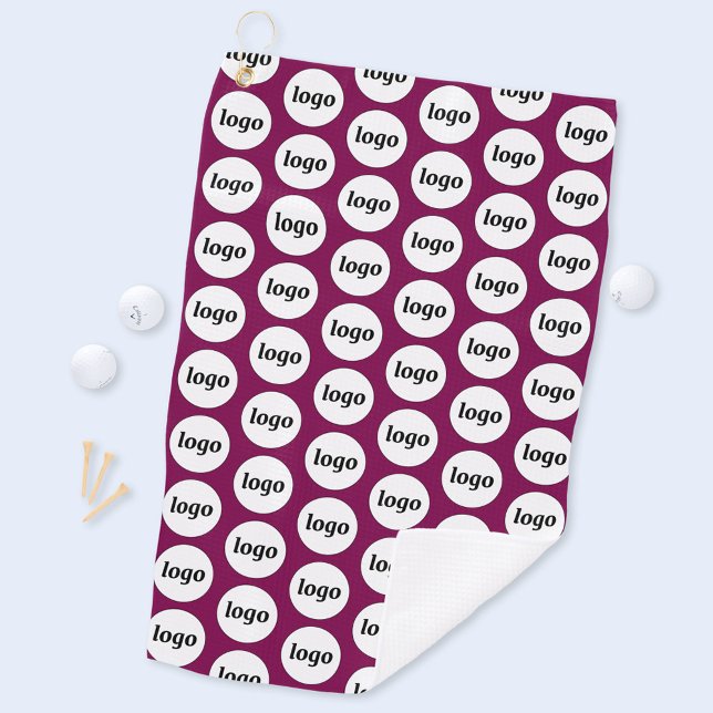 Simple Logo Pattern Business Promotional Magenta Golf Towel (Simple logo pattern business promotional golf towel in magenta cherry pink)