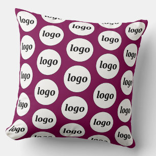 Simple Logo Pattern Business Promotional Magenta Throw Pillow