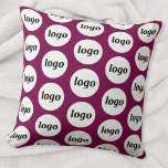 Simple Logo Pattern Business Promotional Magenta Throw Pillow<br><div class="desc">Simple minimalist logo design to foster brand loyalty and promote your small business.  Replace the logo with your own and change the background color in the Design Tool to customize.  Perfect for your business premises,  office,  reception or studio.  Use them yourself or give them away to customers and clients.</div>