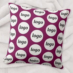 Simple Logo Pattern Business Promotional Magenta Throw Pillow