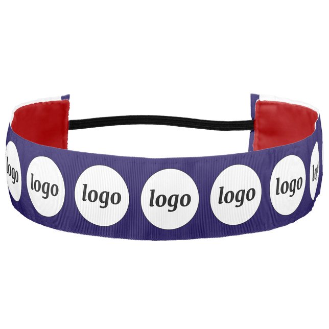 Simple Logo Pattern Business Promotional Navy Blue Athletic Headband (Simple logo pattern business branding promotional athletic headband)