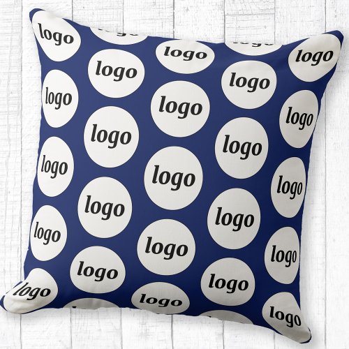 Simple Logo Pattern Business Promotional Navy Blue Throw Pillow