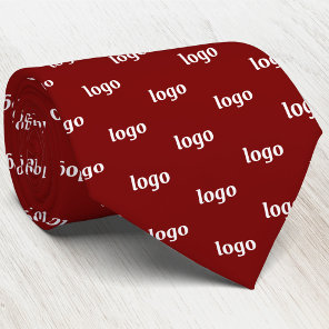 Simple Logo Pattern Dark Burgundy Red Business Neck Tie