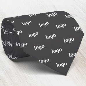Simple Logo Pattern Dark Charcoal Gray Business Neck Tie