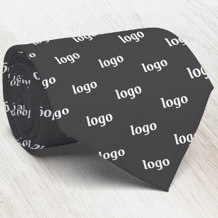 Simple Logo Pattern Dark Charcoal Gray Business Neck Tie