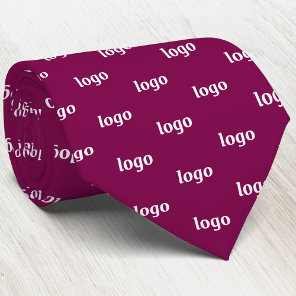 Simple Logo Pattern Dark Cherry Red Business Neck Tie